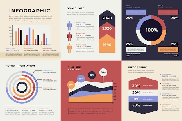 Free Vector infographic with retro colors in flat design