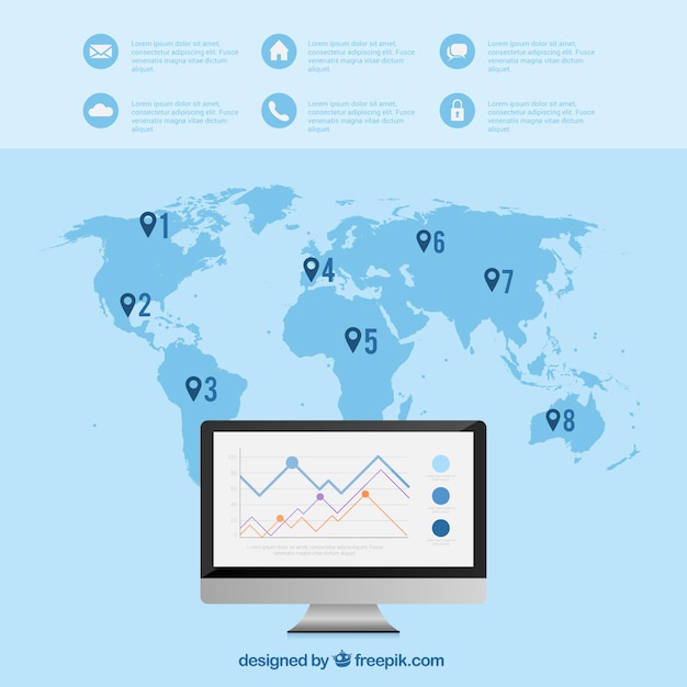 Free Vector infographic with world map