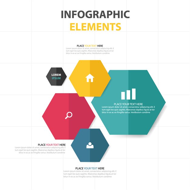 Infographics with colored hexagons