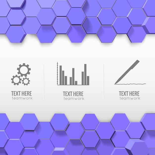 Free Vector infographics with monochrome business icons and blue hexagons