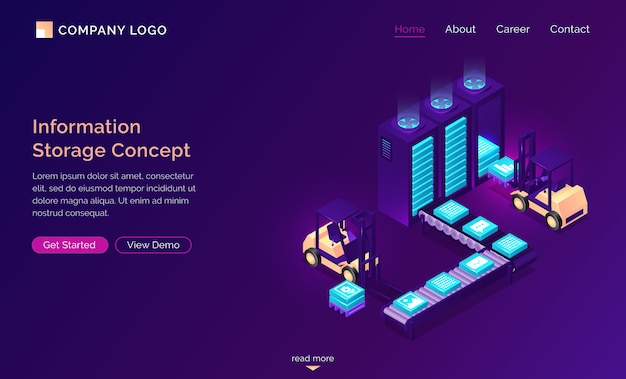 Free Vector information storage isometric concept, technology