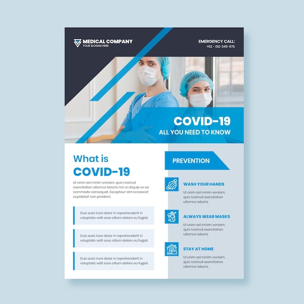 Informative covid-19 poster template with picture