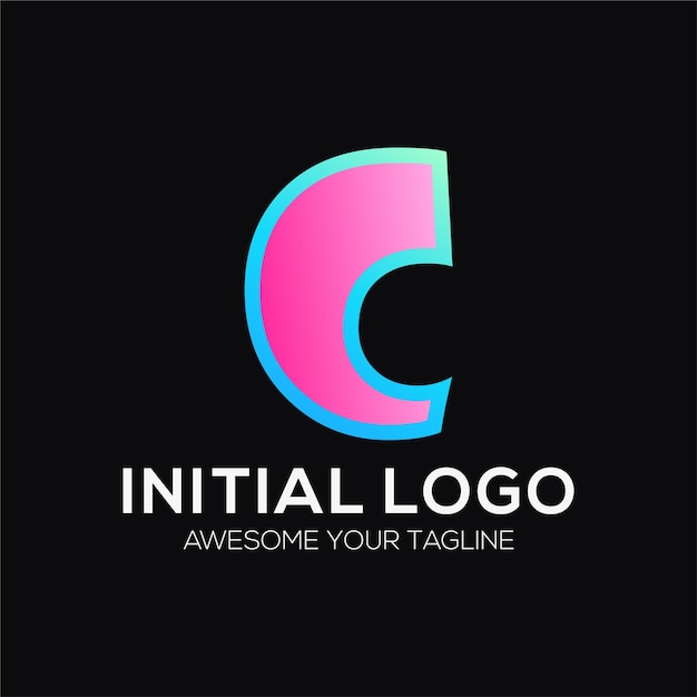 initial c color logo design template modern