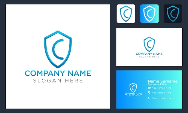 Initial letter c shield logo design logo template vector illustration isolated design and business branding