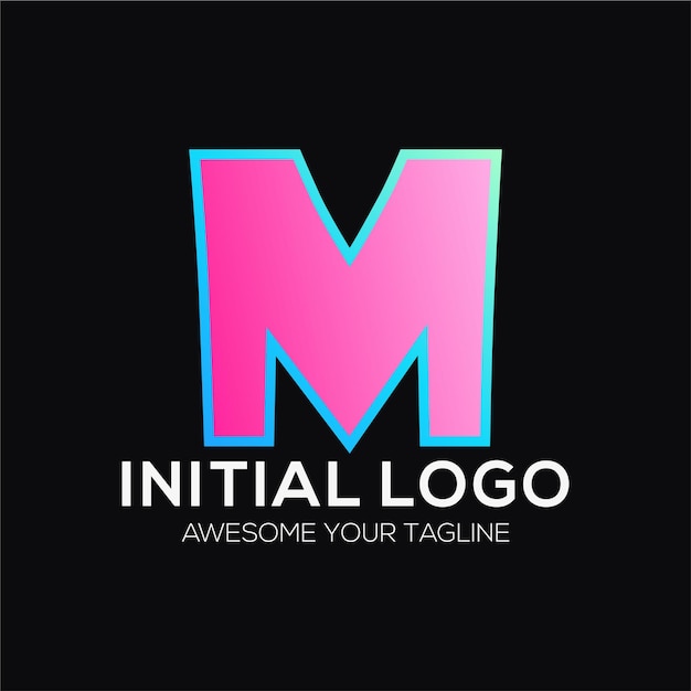 initial m color logo design template modern