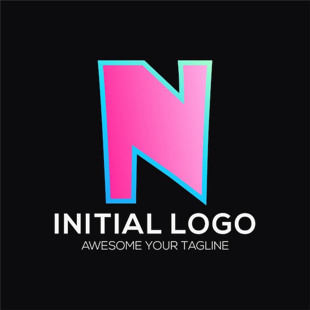 initial n color logo design template modern