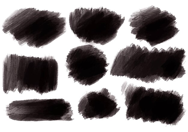 Free Vector ink paint black brush stroke splatter set design