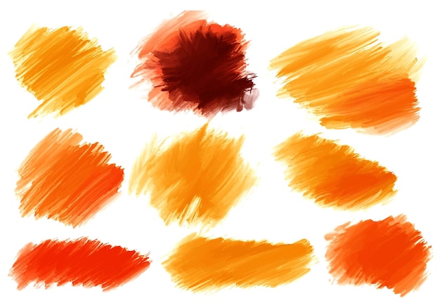 Free Vector ink paint orange brush stroke splatter set design