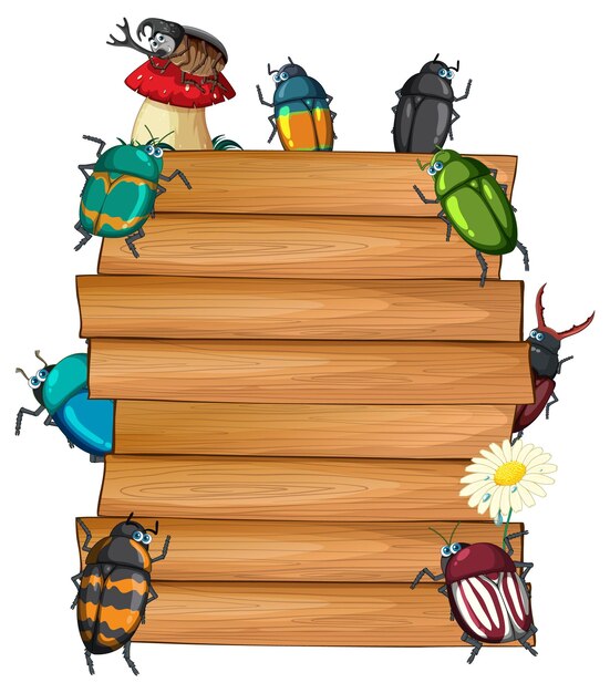 Insect with wooden frame board banner