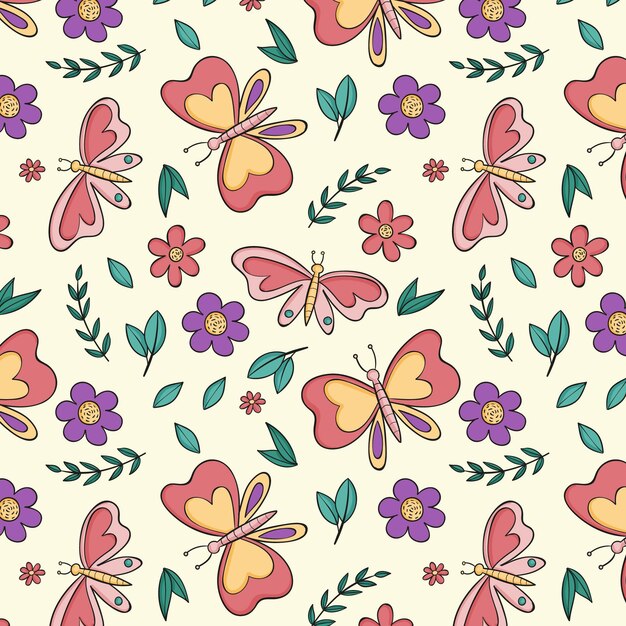 Insects and flowers pattern