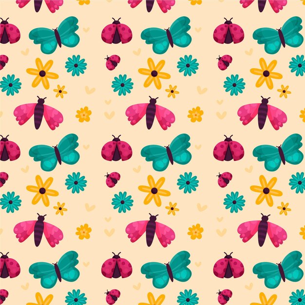 Insects and flowers pattern