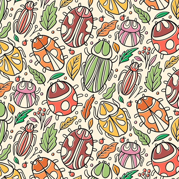 Insects and flowers pattern