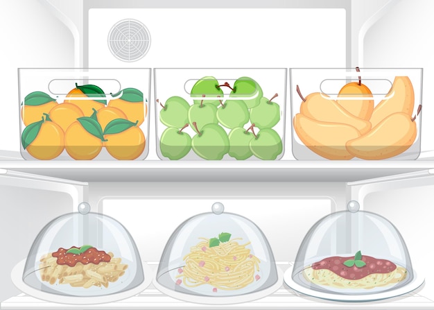 Free vector inside of refrigerator with foods