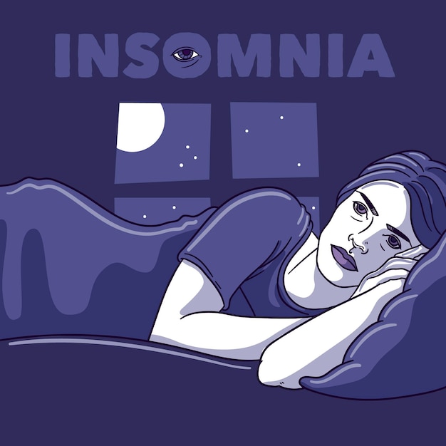 Free vector insomnia concept with woman