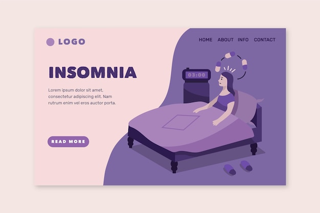 Free Vector insomnia landing page template