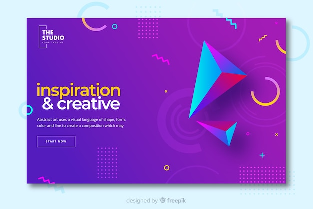 Free Vector inspiration landing page with geometric shapes