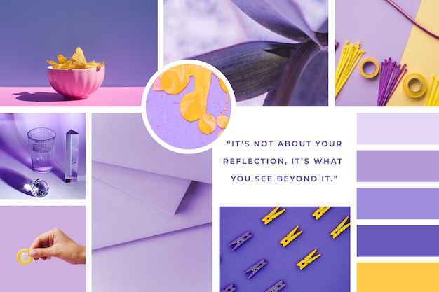 Inspiration mood board template in purple