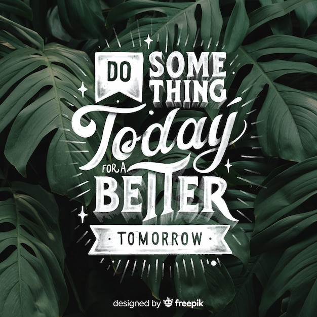 Free Vector inspirational lettering text background with photo