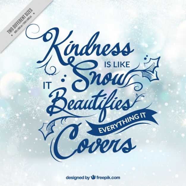 Free Vector inspirational phrase about kindness on snowflakes background