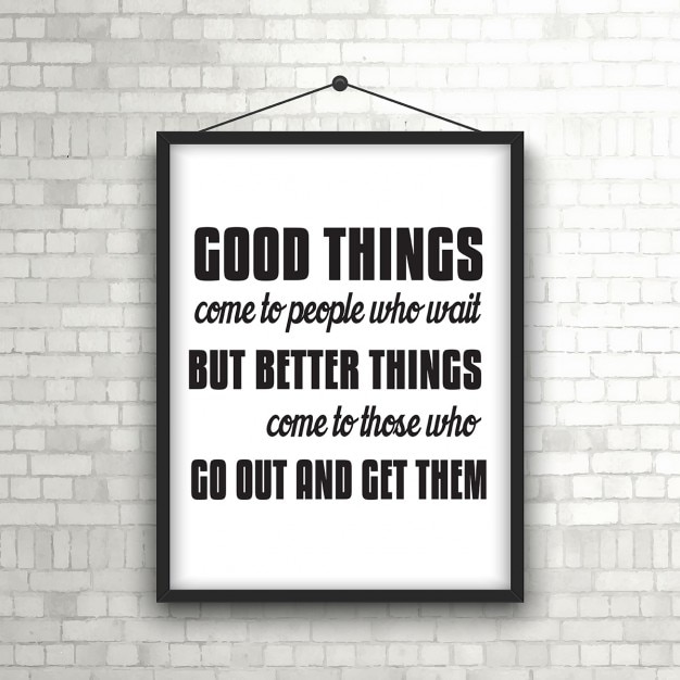 Free Vector inspirational quote in picture frame hanging on a brick wall