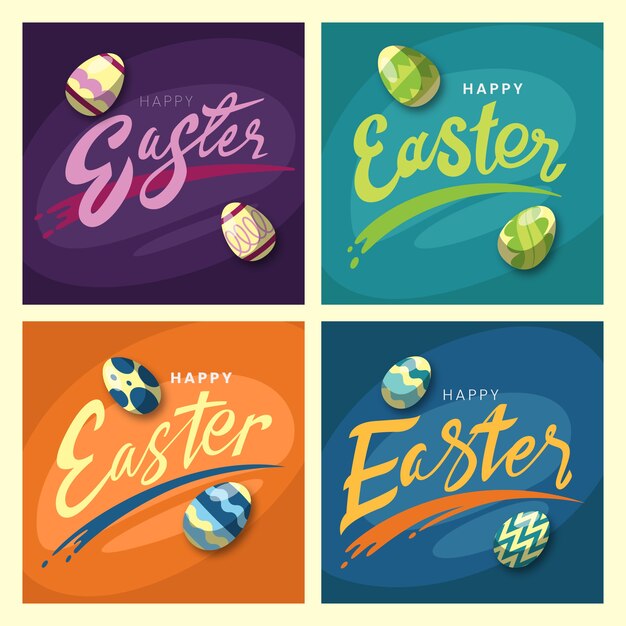 Free Vector instagram easter post collection with sportive eggs