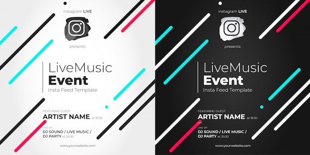 Free Vector instagram live event template with lines