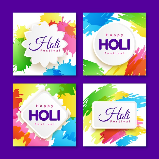 Free Vector instagram post collection for holi