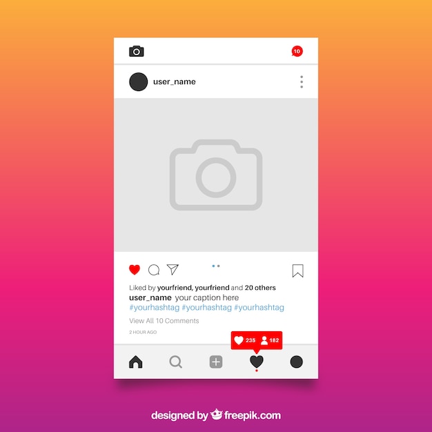 Instagram post template with notifications