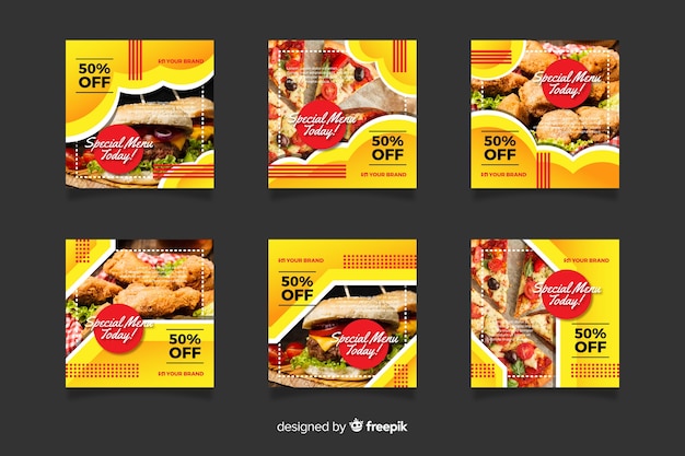 Free Vector instagram post with food collection