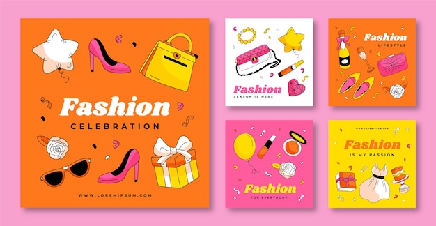 Free Vector instagram posts collection for fashion collection and style