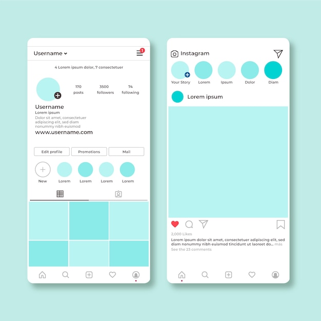 Free vector instagram profile interface template