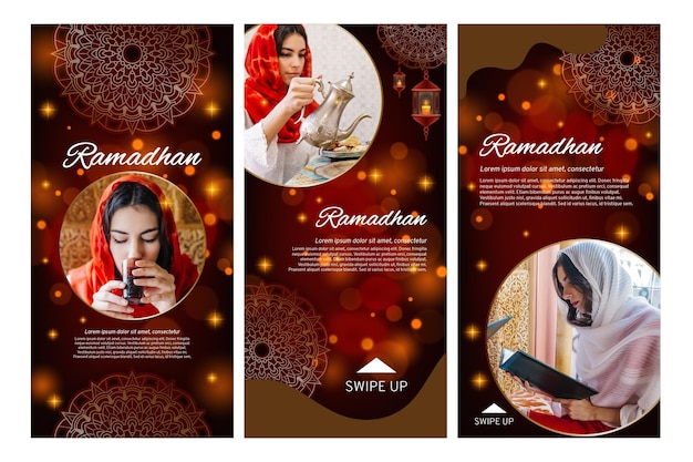 Free Vector instagram stories collection for ramadan