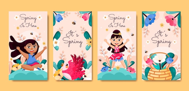 Free vector instagram stories collection for spring celebration