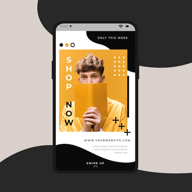 Free vector instagram story with shop now offer