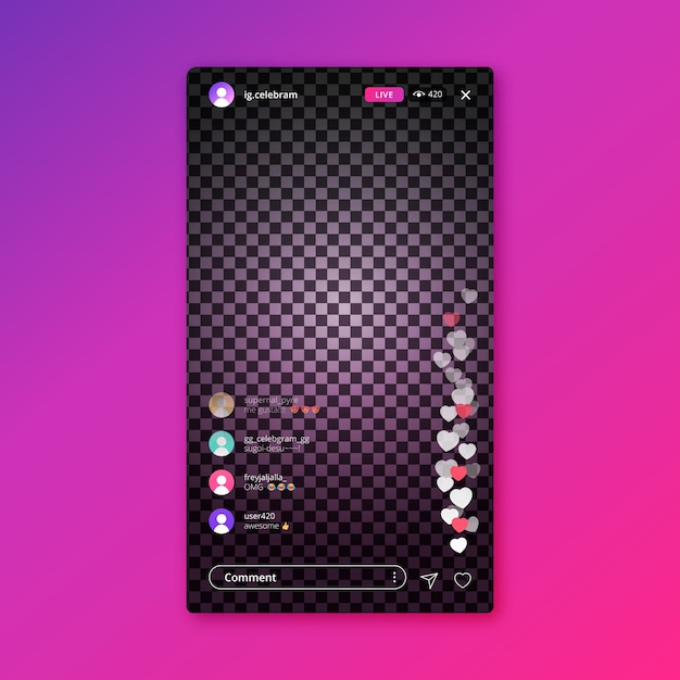 Free vector instagram template live stream interface