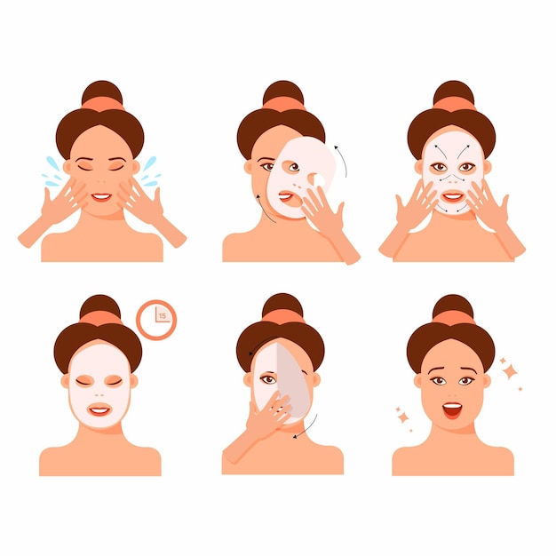 Free Vector instructions for using correctly a sheet mask