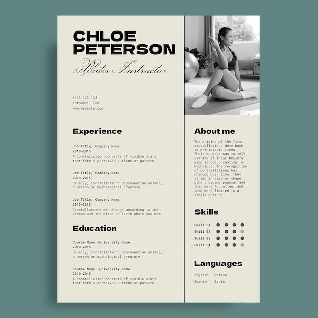 Instructor resume template design