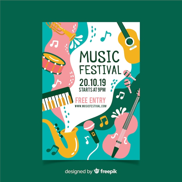 Instruments and waves music festival poster