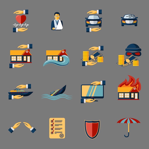 Free Vector insurance security icons elements set