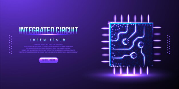 Integrated circuit polygonal low poly wireframe background