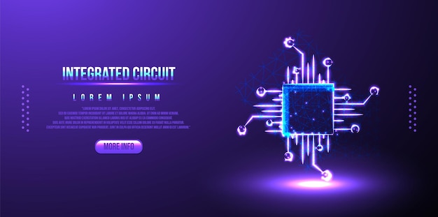 Free Vector integrated circuit polygonal low poly wireframe background