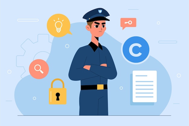 Free Vector intellectual property concept with policeman