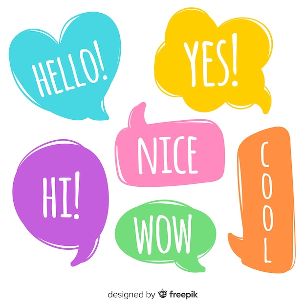 Intense colorful speech bubbles with expressions