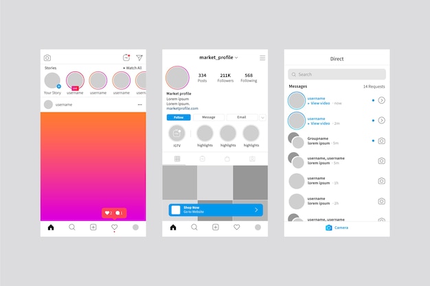 Interface instagram stories template