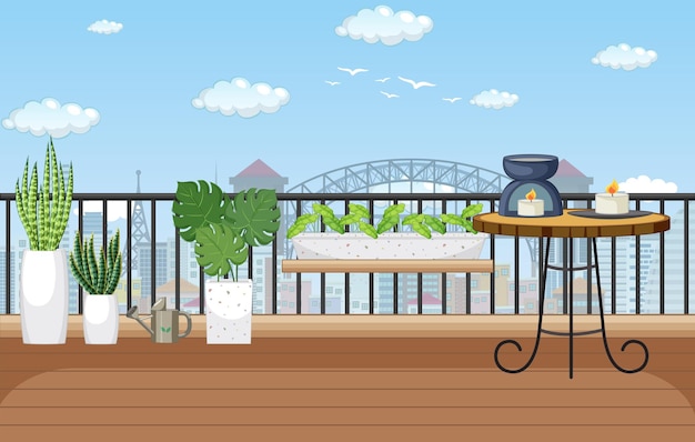 Free Vector interior of balcony scene template