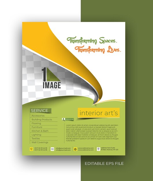 Interior Designer A4 Business Brochure Flyer Poster Design Template.