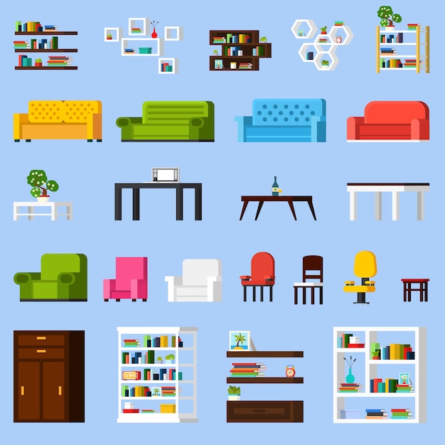 Free Vector interior elements icon set