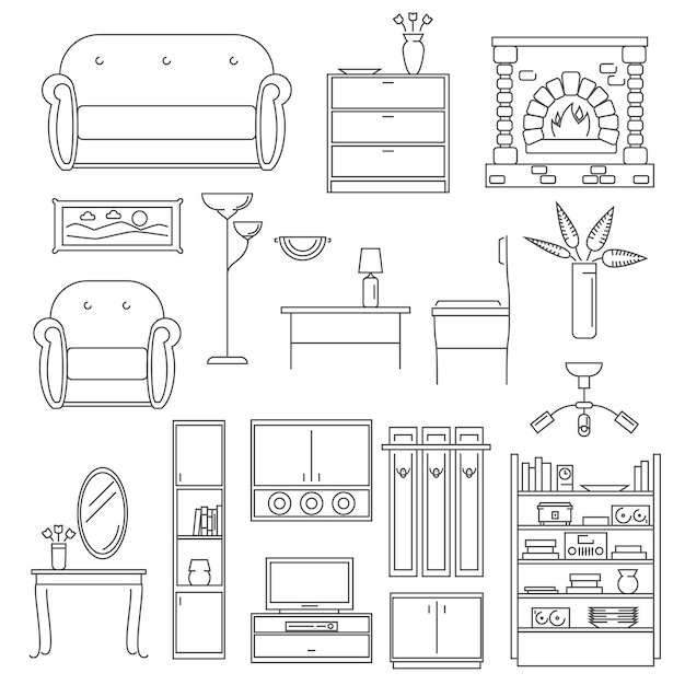 Interior Icons Line Set