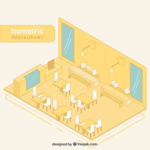 Free Vector interior isometric restaurant 