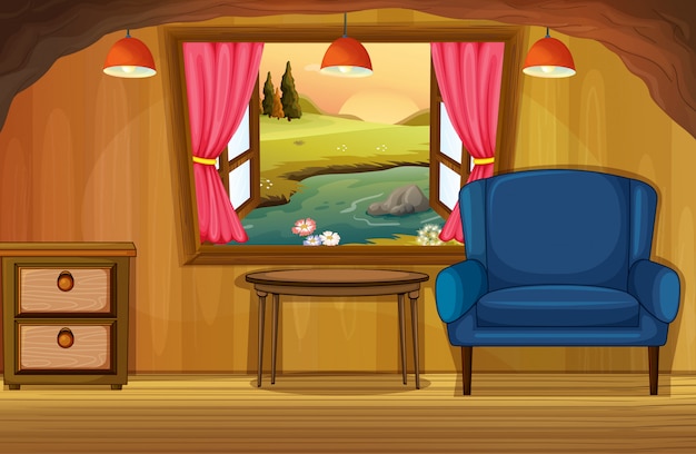 Interior living room scene background